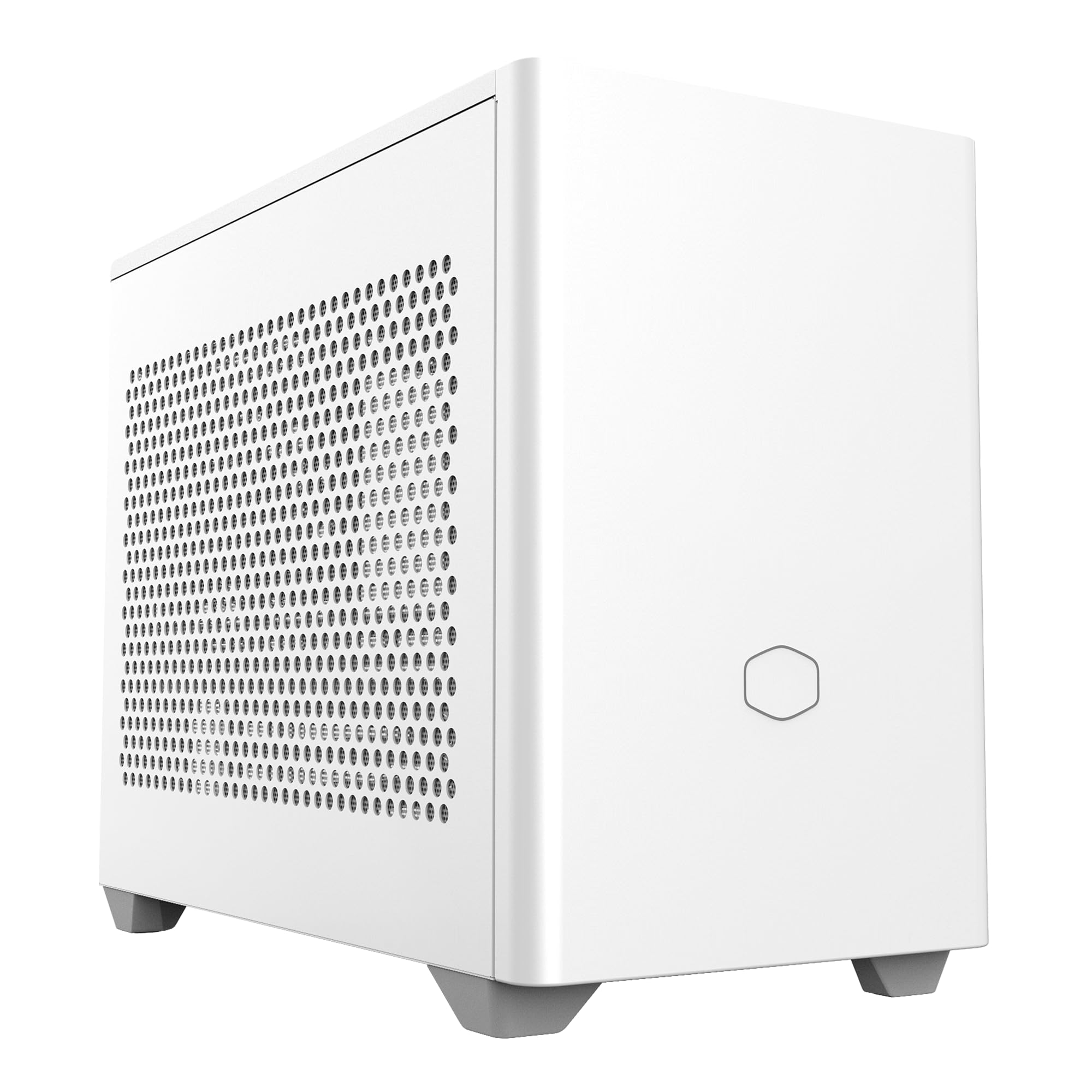 Cooler Master NR200 White Mini-ITX PC Case, 330mm Horizontal Triple-Slot Mount GPU, 240mm|280mm AIO, SFX PSU 130mm, Compatible RX 7900 XTX|4080 Super, Vented Panels, DIY