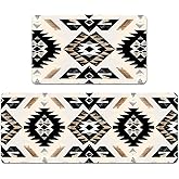 YWZDS Navajo Aztec Kitchen Rugs Set of 2, Western Geometric Kitchen Mats for Floor, 17"x47"+17"x29"