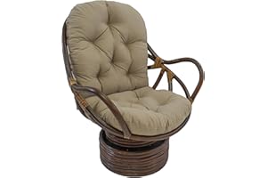Blazing Needles Polyester Solid Twill Swivel Rocker Chair Cushion, 48" x 24", Toffee