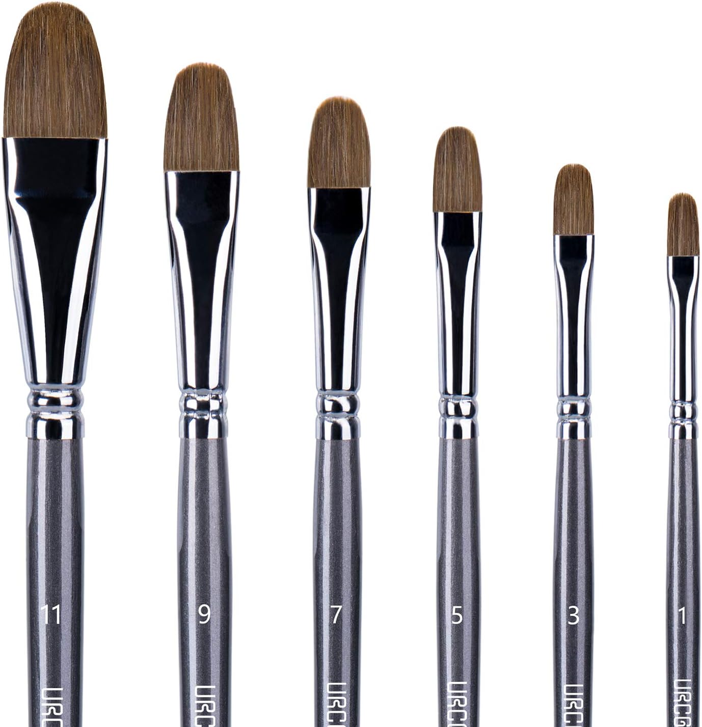 Paint Brush Artist Fine Sable Paint Brush Set Handmade with Wooden Handle for Acrylic, Oil, Watercolor and Gouache Painting Compact in 6 Size (Grey 1)