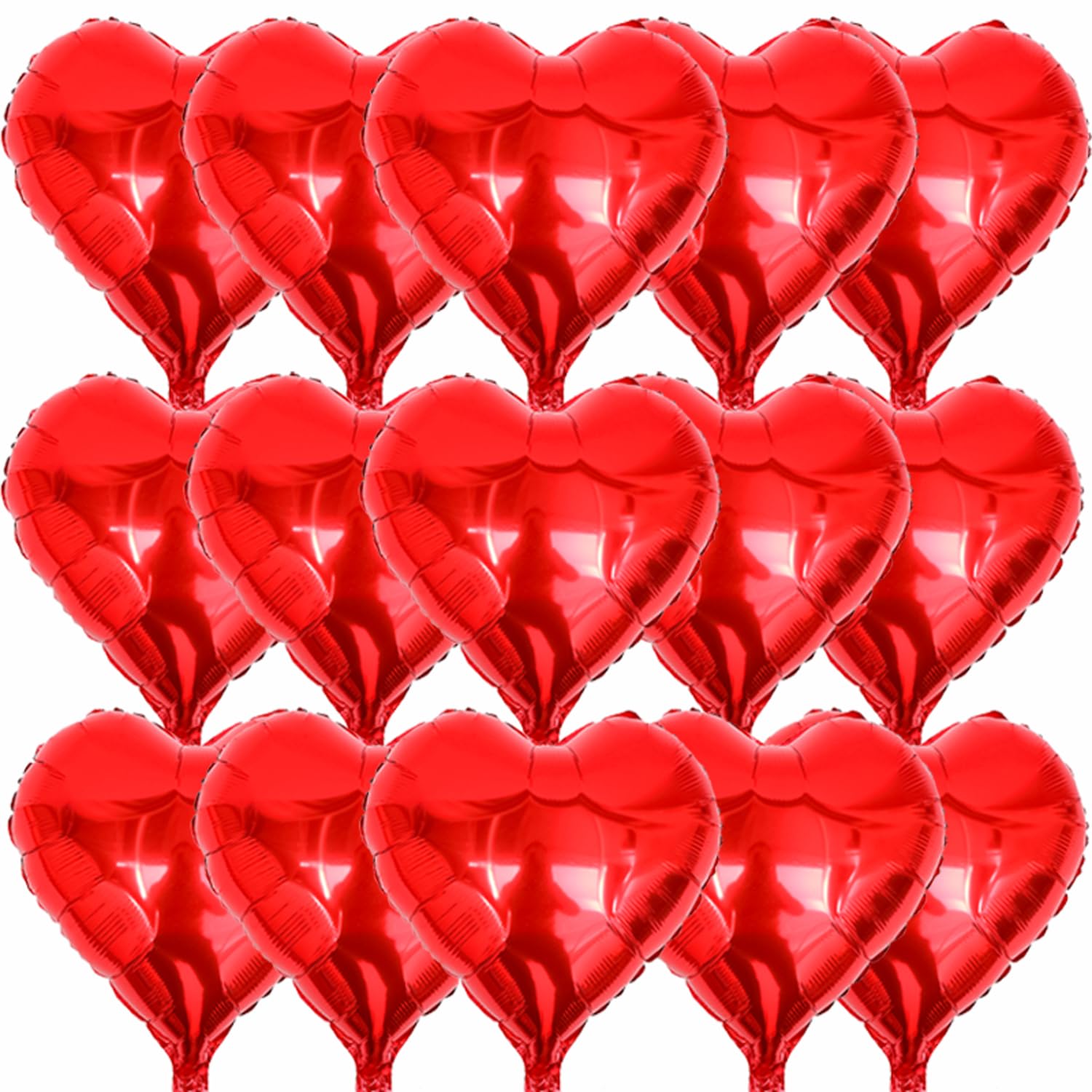 Photo 1 of 15 Pcs Red Heart Shaped Foil Balloons, 18 Inch Valentines Mylar Heart Balloons for Valentine’s Day Wedding Anniversary Birthday Proposal Party Supplies Decorations