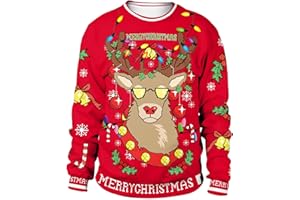 Colorful House Unisex's Ugly Christmas Jumper Sweater Printed Pullover,3D Funny Digital Print Sweatshirt Suit for Men Woman