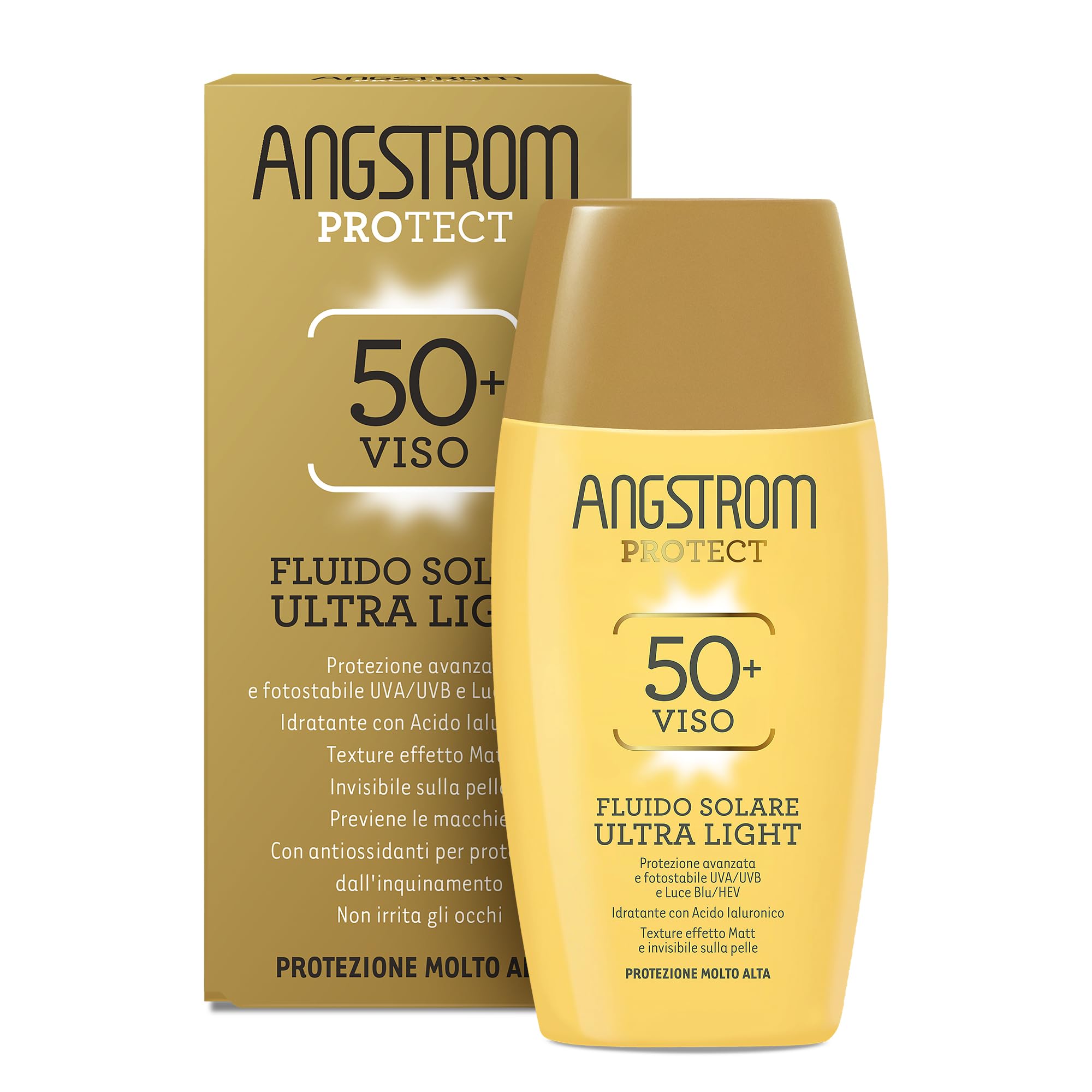 ANGSTROM Protect, Ultra Light Sun Fluid, SPF 50+ UVA/UVB & Blue Light Protection, Hyaluronic Acid 40ml