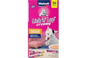 Vitakraft Lick 'n' Lap Snack Creamy, Cat Treat with Real Chicken, 16 Count