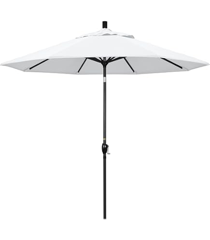 California Umbrella 9' Round Aluminum Outdoor Deck, Pool or Patio Umbrella, Crank Lift, Auto Tilt, Bronze Pole, White Olefin : Clothing, Shoes & Jewelry
