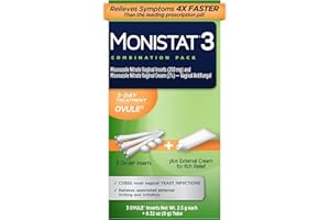 Monistat 3-Day Yeast Infection Treatment for Women, 3 Miconazole Ovule Inserts & External Itch Relief Cream (9g Tube) Combo Pack