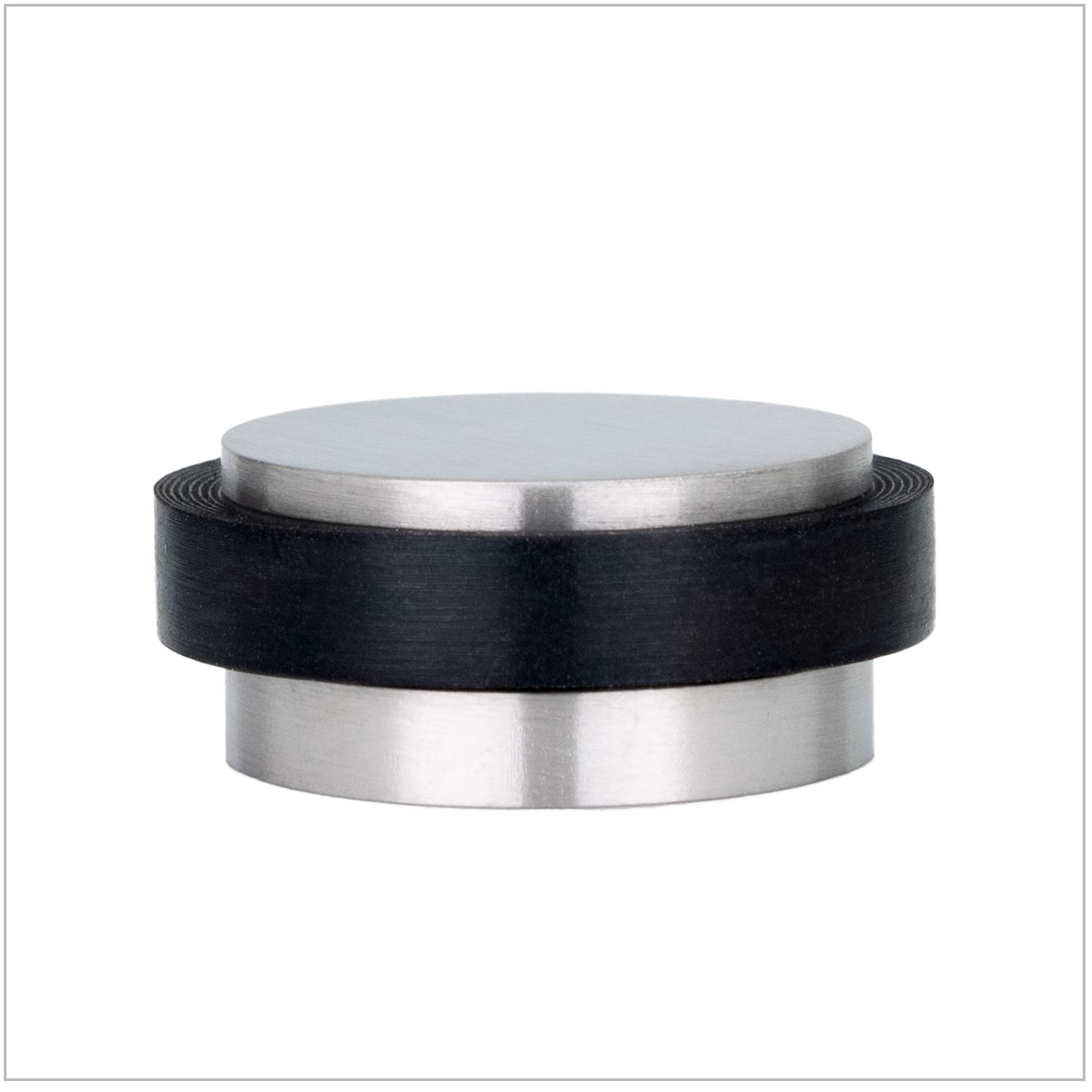 Door Stopper, Adhesive, Stainless Steel, Black Rubber, Mini, high Strength, 040163X12AM