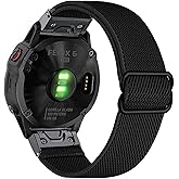 Abanen Elastic Fabric Watch Bands for Fenix 8 / epix Pro/Tactix 8 (47mm), Quick Dry Fit 22mm Soft Stretchy Nylon Wristband Strap for Garmin Fenix 7/6/5