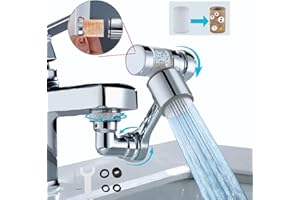 ESABAIN 1080° Rotating Filter Faucet Extender,PP Cotton Filter Faucet, Universal Splash Filter Faucet, Water Filter Faucet for Kitchen Bathroom, Swivel Faucet Aerator with 2 Water Outlet Modes