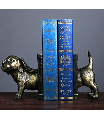 Dachshund Dog Bookend Set – Decorative Wiener Dog Bookends, White Poly Resin, Furniture Protector Bottom - View #8