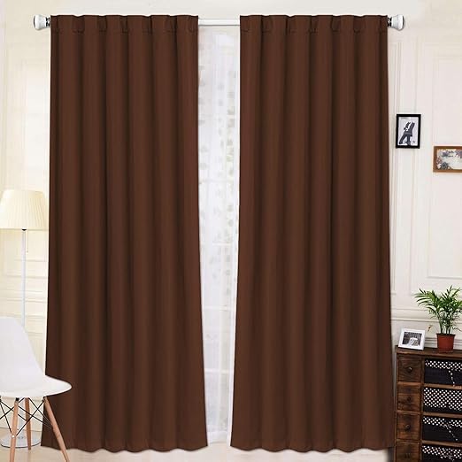 Amazon Com Brown Blackout Window Curtain Panel Pairs 84 For Bed