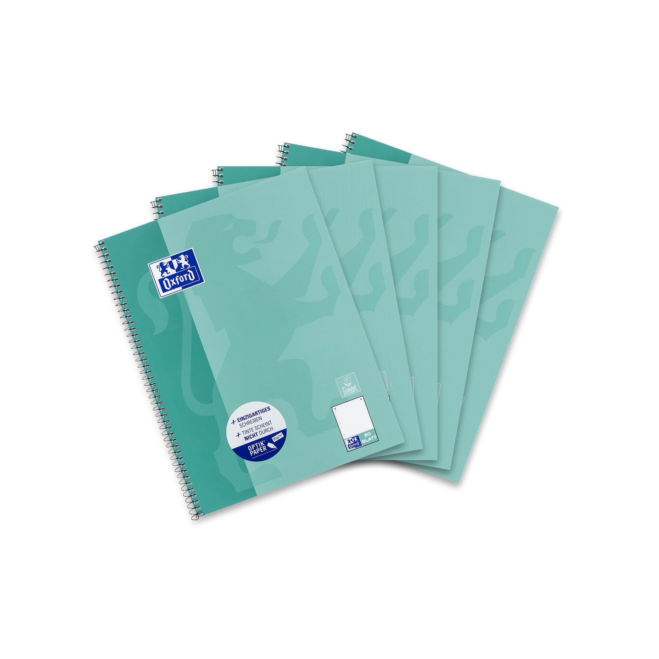Oxford College Notepad A4 Dotted 80 Sheets Green Blue Pack of 5