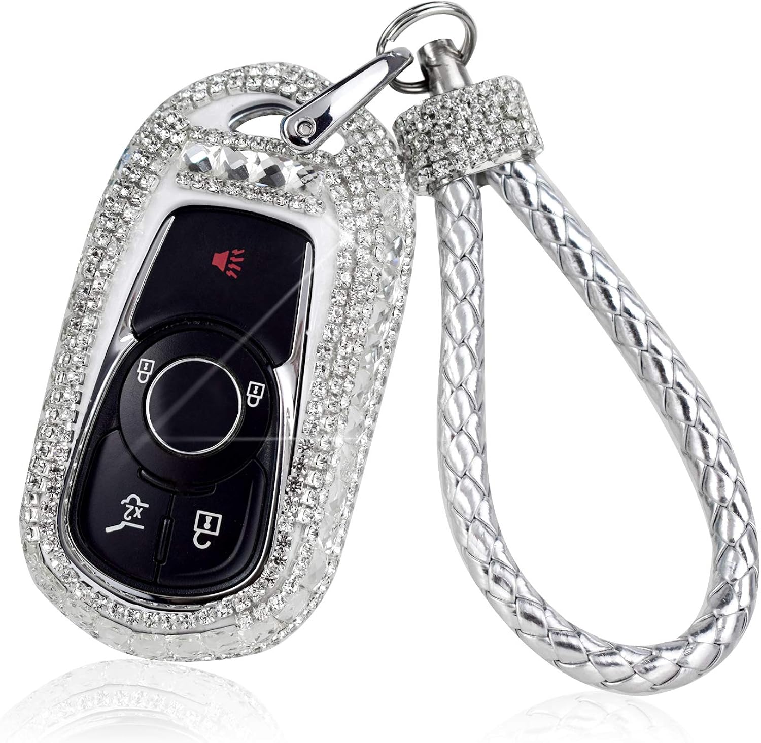 PGONE Car Key Shell Fob Key Cover Key Chain Lady Key Ring with Bling Rhinestones for