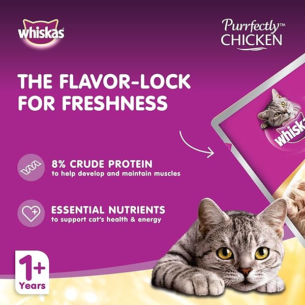 WHISKAS PURRFECTLY CHICKEN WET CAT FOOD CHICKEN ENTREE FLAVOR 3 OUNCES (24 COUNT)