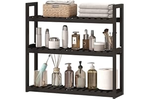 viewcare Bathroom Shelves for Storage, Large Shelves Over Toilet, Adjustable 3 Tiers Shelf for Bathroom Storage (Black)