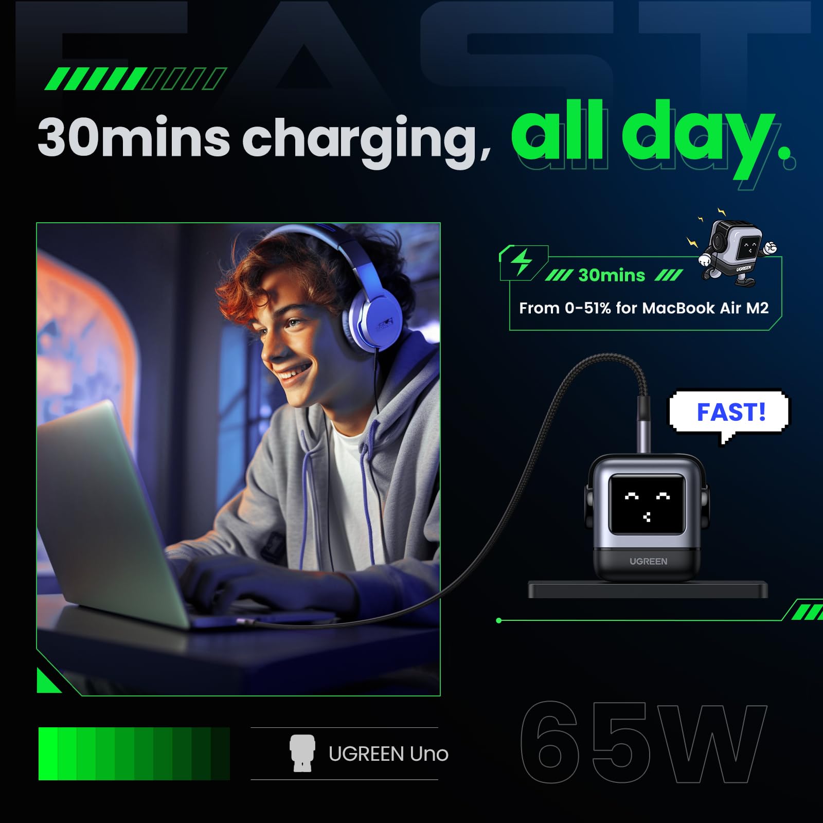 Nexode Robot GaN Fast Charger Block 3-Port