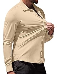 COOFANDY Men's White Dress Shirt Untucked Shirts