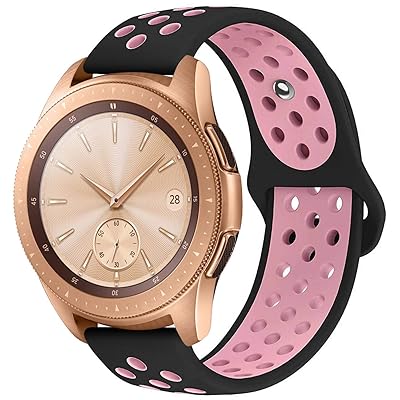 KADES Galaxy Watch 42mm Band, Galaxy Watch Active Band, 20mm Replacement Strap with Quick Release Pin Compatible for Garmin VivoActive 3, Ticwatch E, Amazfit Bip Smart Watch (Black Pink)
