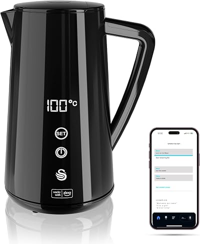 Swan Alexa Smart Kettle 1.5L Voice-Controlled 6 Temp Settings Black SK14650BLKN