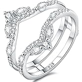 Newshe Jewellery Moissanite Ring Enhancer for Engagement Rings 925 Sterling Silver Curved Wedding Band Bridal Guard and Wraps Marquise Round Size