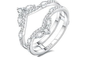 Newshe Jewellery Moissanite Ring Enhancer for Engagement Rings 925 Sterling Silver Curved Wedding Band Bridal Guard and Wraps Marquise Round Size