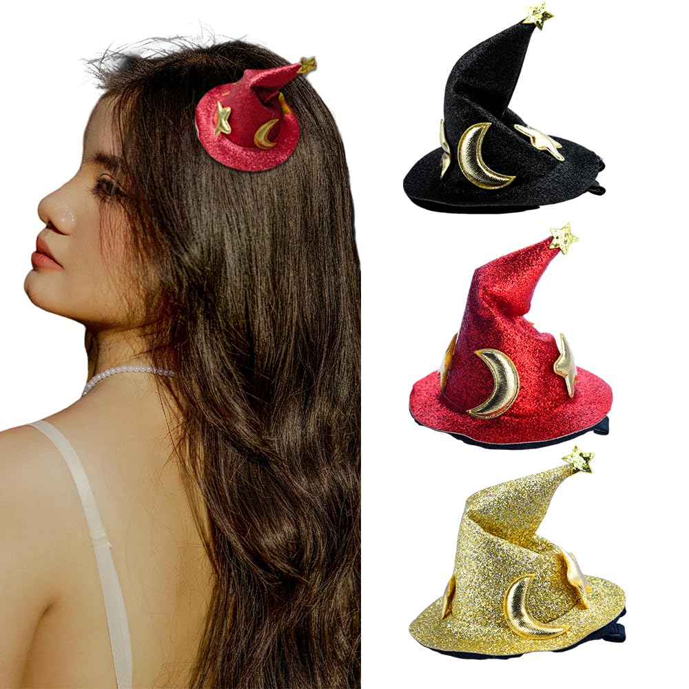 Halloween Hair Clips Witch Hat Hair Barrette Clips for Women Wizard Hat Hairpins for Halloween Cosplay Hair Accessories for Girls Non Slip Alligator Clips 3 Pcs