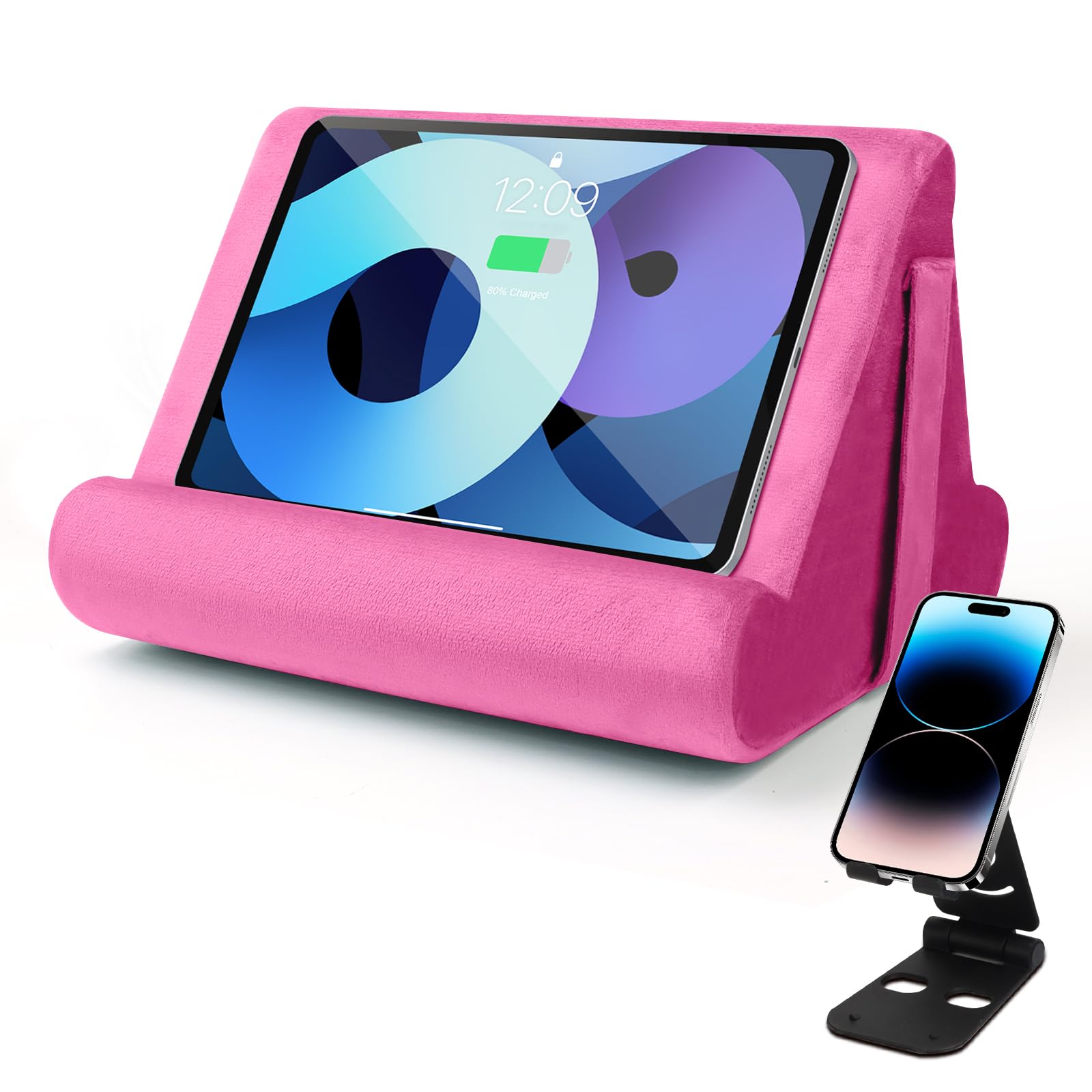 Sttargxing Multi-angle Lazy Holder & Soft Pad Stand for Tablet - Universal Phone Stands with Net Pocket - Pink