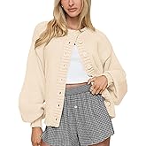 LOMON Cardigan for Women Lantern Long Sleeve Button Down Sweater Oversized Open Front Cardigan Sweaters Coats