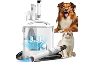 TABLENCO Dog Grooming Vacuum & Pet Grooming Vacuum, pet grooming vacuum for dogs & Dog Grooming Kit, 3.3L Dust Cup Dog Brush Vacuum with 4 Pet Grooming Tools for Shedding Pet Hair, Home Cleaning (grey)