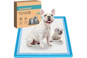 AUFORPET Puppy Pee Pad Holder Tray for Dogs, Thicker Silicone Pet Pee Mat for 22" x 22" Disposable Pads, Reusable, High Edge, Leak-Proof Toilet Mat for Potty, Doggy Baby, Cat, Rabbit Pets