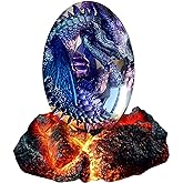 ACOCOFE Dragons Egg, Lava Dragon Egg with Luminous Base, Handmade Sculpture Dragon Eggs Resin Ornaments, Gift for The Holidays, Christmas, Birthdays, Graduation, Back to School (Purple with Base)
