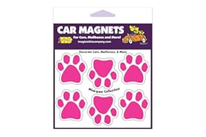 Imagine This 1-3/4-Inch by 1-3/4-Inch 6 Mini Paws Car Magnet, Pink