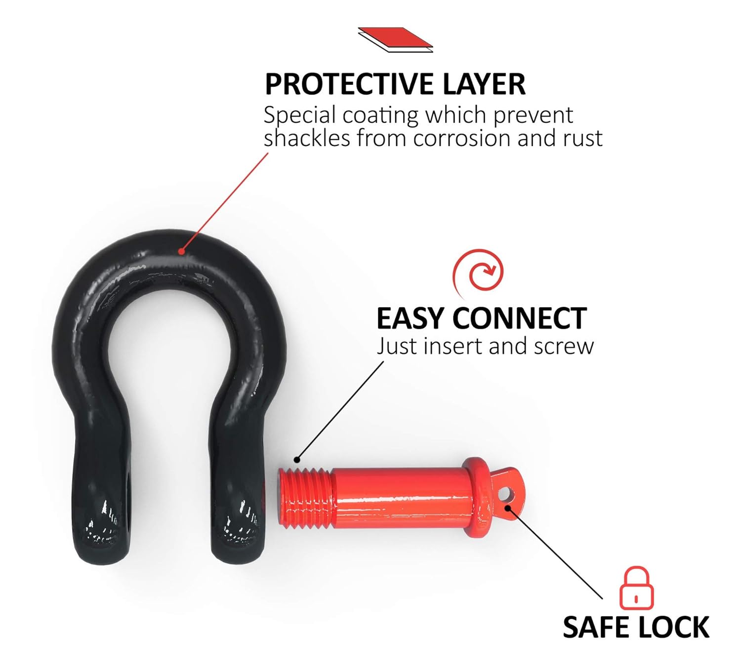 Tow Straps Miolle Tow Strap 2”x20’ with Loops and DHook Shackles