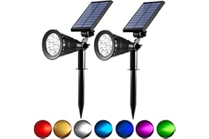 OKEER Solar Spot Lights Outdoor Color Changing, 8 Lighting Modes Solar Lights Outdoor Waterproof, Halloween Spotlight Outdoor, Solar Landscape Spotlight for Garden, Halloween Christmas Decor, 2 Pack
