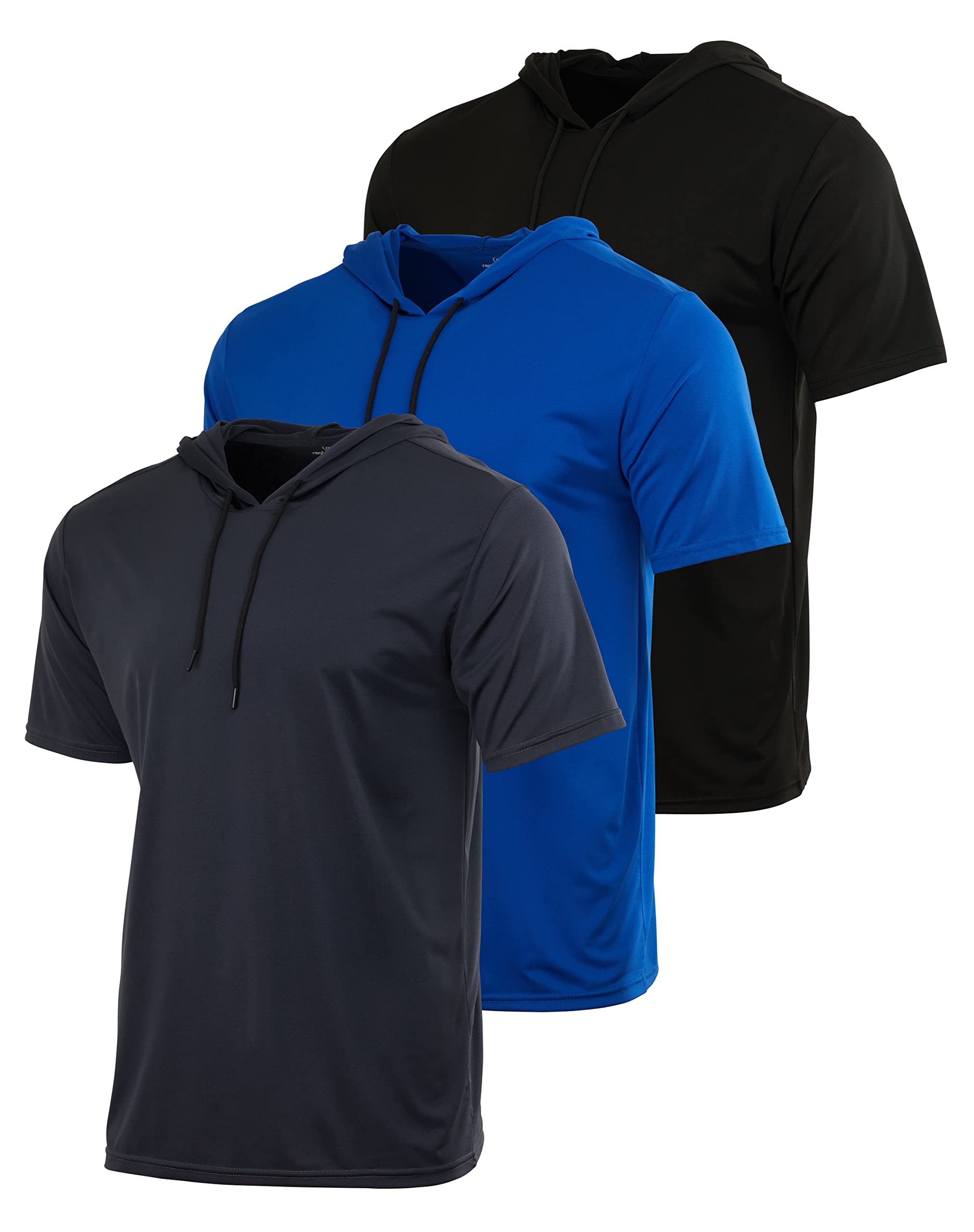 Photo 1 of Real Essentials 3 Pack: Men's Dry Fit Short Sleeve Active Athletic Hoodie Pullover Sweatshirt (Available in Big & Tall) - Set 12, 4XLT