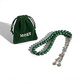 MOEY 33 Muslim Tasbih Prayer Beads – Smooth Malachite Beads for Daily Dhikr & Reflection – Islamic Misbaha with Velvet Pouch – Spiritual Gift for Men & Women