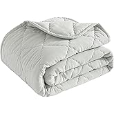 BEDSUM 100% Brushed Microfiber Down Alternative Toddler Comforter, Ultra Soft Lightweight and Warm Breathable Crib Quilted Blanket for Nursery Stroller Bed, 39x47 Inches, Light Grey