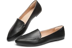 FINIWOR Loafers for Women Flats Shoes Women Pointed Toe Dress Shoes Comfortable Memory Foam Penny Loafers Slip On Shoes