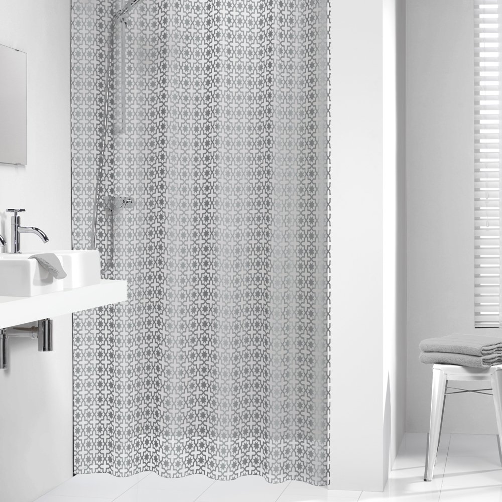 Sealskin Hammam Shower Curtain, PEVA, Silver, 180 x 200 cm