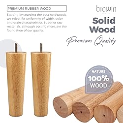 Btowin 7 Inch Solid Wood Furniture Legs, 4 Piece