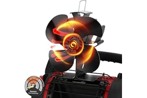 Hanaoyo Wood Stove Fan Compatible for Buddy Heater, Heat Powered Stove Fan Slot Lock Design with Bracket for Heaters, Thermal Fireplace Fan Non Electric for Camping/Picnics/Pellet/Wood Burning Stove