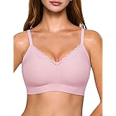 Lehoba Bras for Women, No Underwire Full Coverage V Plunge Bra Wireless Seamless Comfort Bralette T-Shirts Everyday Bras
