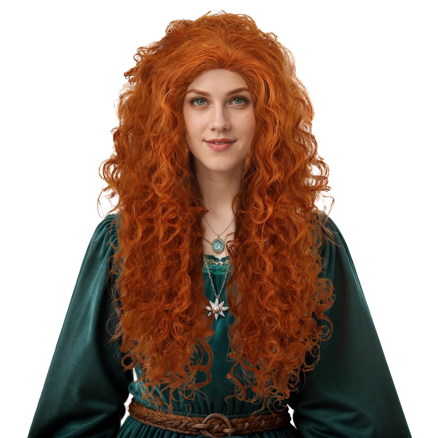 Karlery Women Fluffy Long Curly Orange Wig Anime Costume Wig for Halloween Cosplay Party