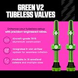 Muc-Off Tubeless Valves V2 7075 Aluminium Presta 44mm Green with Core Tool view 2