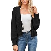 Honwenle Cardigan Sweaters for Women Cropped Tie Front Bow Lightweight Cardigan Long Sleeve Trendy Fall Shrugs