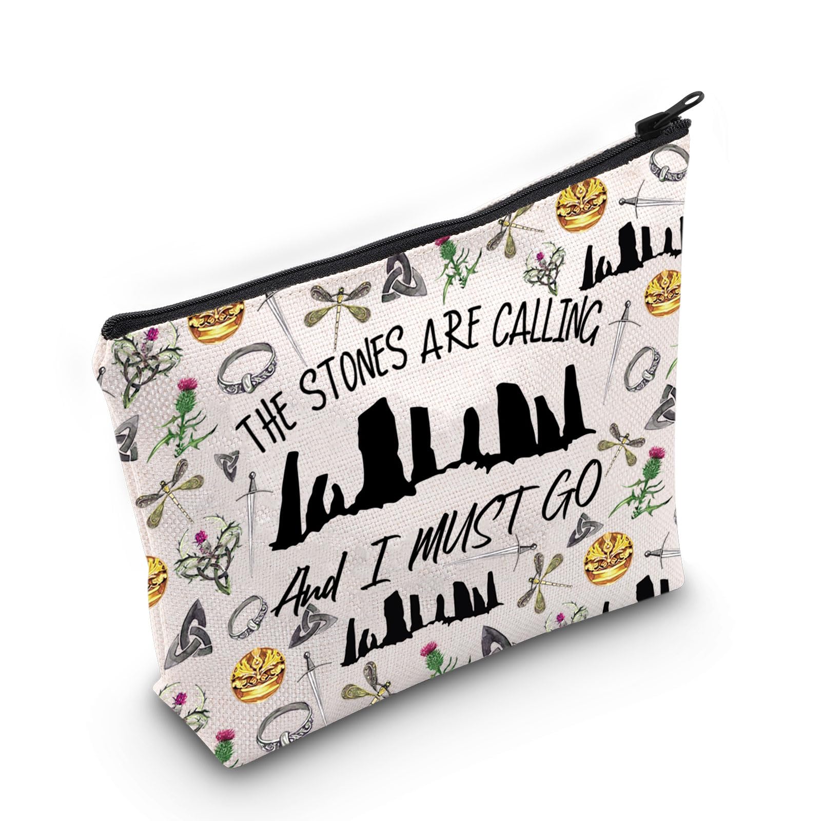PLITI Outlander Gift Scottish Thistle Gifts THE Stones are Calling and I Must GO Scotland Travel Makeup Bag (Stones Calling BagU)
