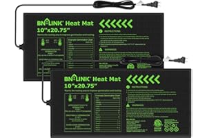 BN-LINK Durable Seedling Heat Mat for Seed Starting 10" x 20.75", 2 Pack Waterproof Warming Mat Plant Heating Pad for Seed Germination, Indoor Growing, Hydroponic, Greenhouse, ETL Listed