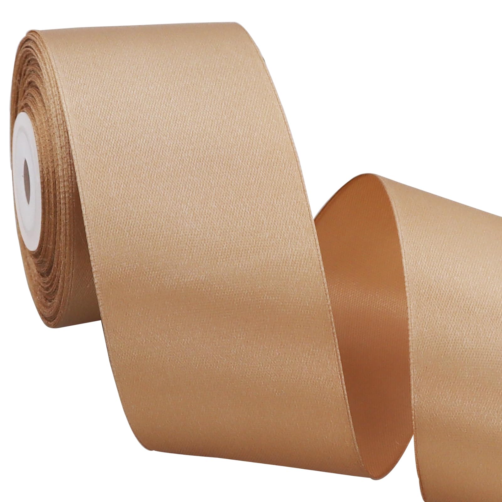 TONIFUL 2 Inch x 25 Yards Wide Gold Satin Ribbon Solid Fabric Ribbon for Gift Wrapping Crafts Chair Sash Eternal Flower Invitation Cards Hair Bows Sewing Party Wedding Decoration — image 1