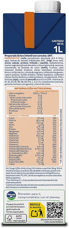 Crianças de 3 anos com cereais Crescimento do Leite +12 meses, embalagem 6x1L