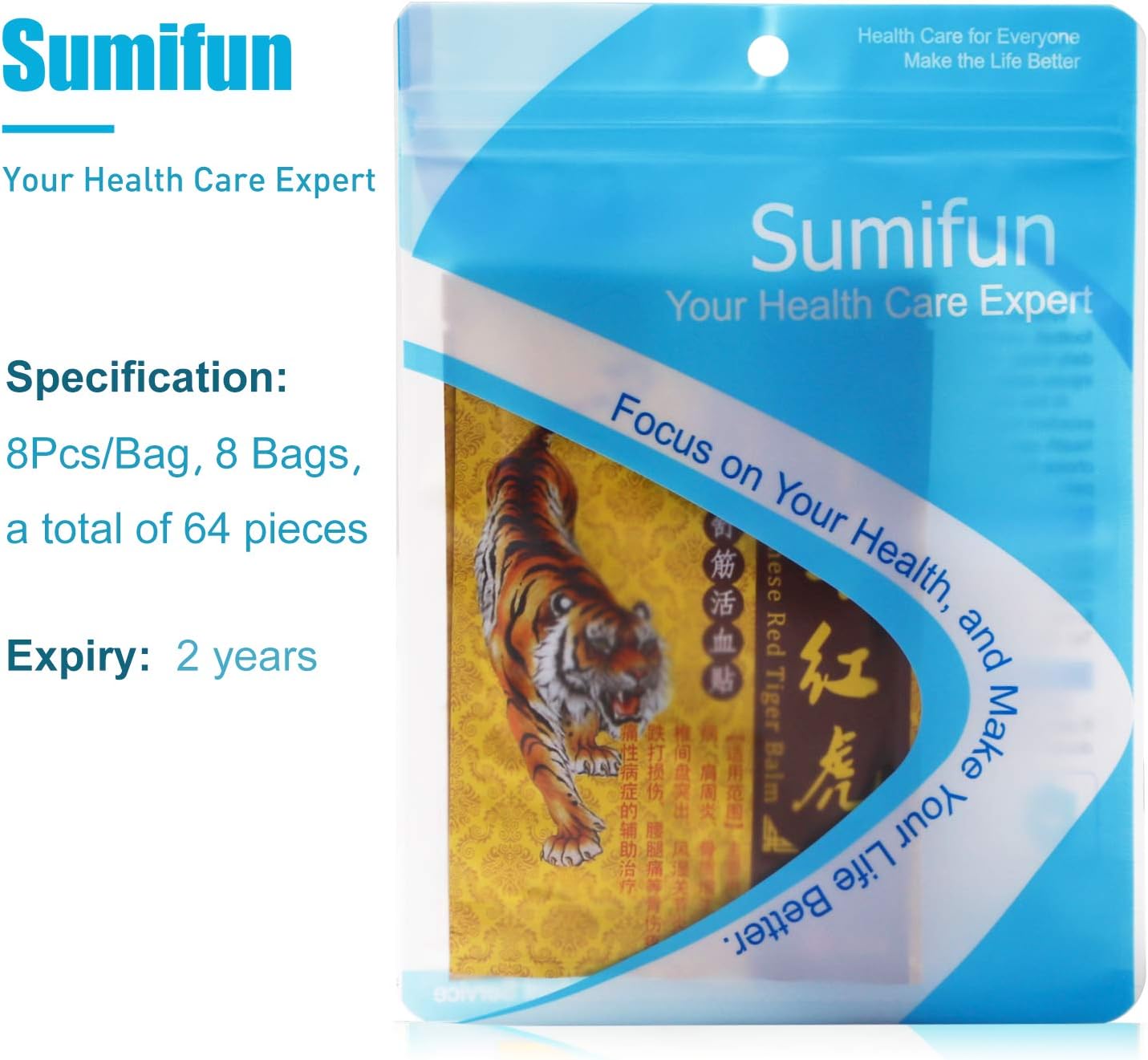 Sumifun Back Pain Patches, 64 Pcs of Herbal Patches for Bone Pain Relief, Hot Patch Tigger Chinese for Relieving Muscle & Joint Soreness, for Parents, Worker (8): Health & Personal Care